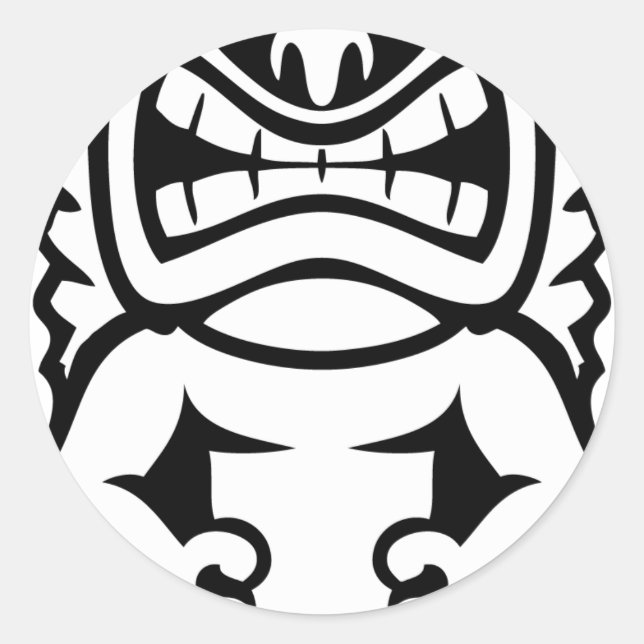 Sticker Rond Hawaïen Tiki Masque Dieu (Devant)
