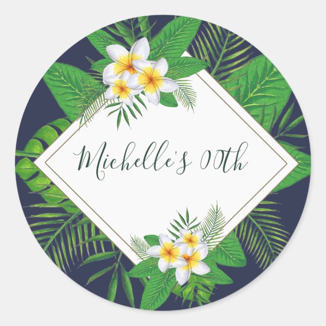 Sticker Rond Hawaii Aloha Luau fête d'anniversaire (Devant)