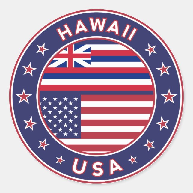 Sticker Rond Hawaii, États-Unis, Hawaii autocollant, (Devant)