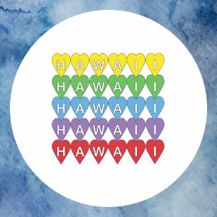 Sticker Rond Hawaii Hearts Rainbow