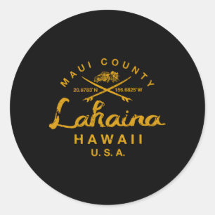 Sticker Rond Hawaii Lahaina Maui Surf