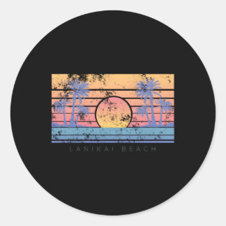 Sticker Rond Hawaii Lanikai Beach S Distresse