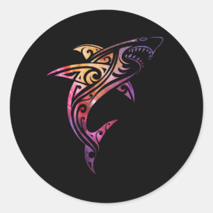 Sticker Rond Hawaii Mano Tribal Shark