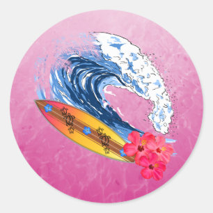 Sticker Rond Hawaii Surf