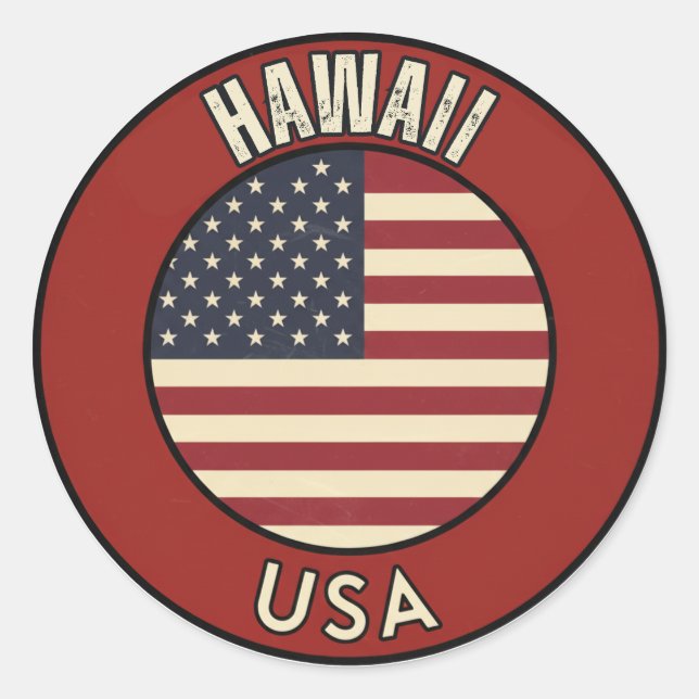 Sticker Rond Hawaii United States of America (Devant)