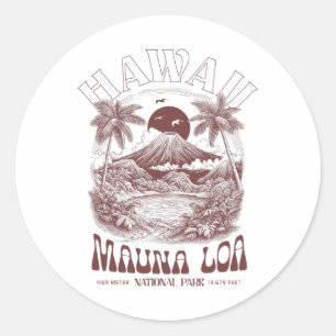 Sticker Rond Hawaii Volcan Vintage Randonnée Montagne Extérieur