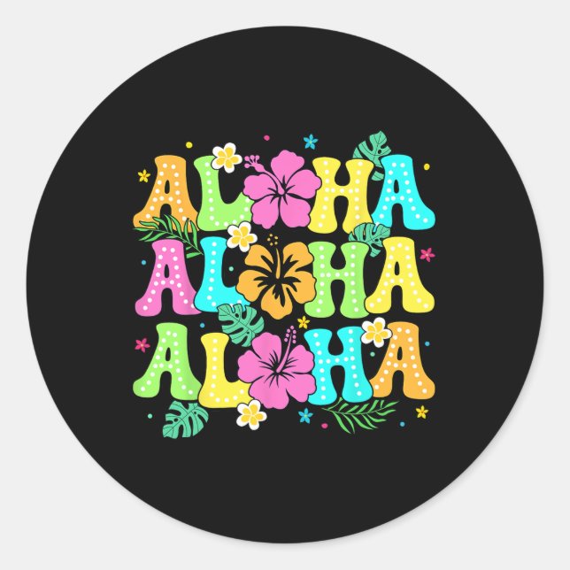 Sticker Rond Hawaiian Aloha Tropical Luau Costume Party Hawaii (Devant)