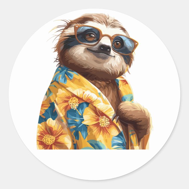 Sticker Rond Hawaiian avec lunettes de soleil (Devant)