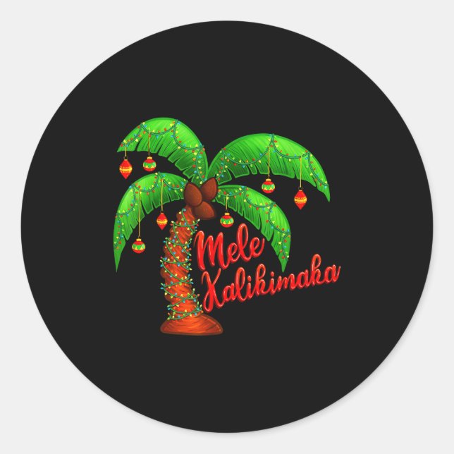 Sticker Rond Hawaiian Christmas Mele Kalikimaka Coconut Tree  (Devant)