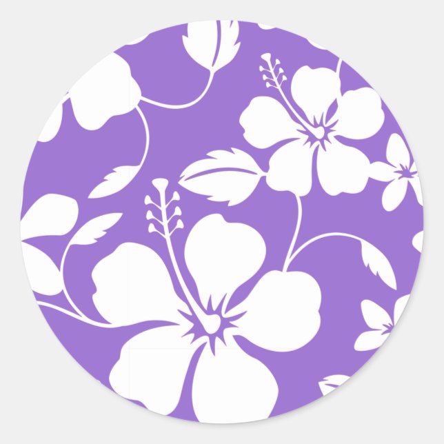 STICKER ROND HAWAIIAN HULA (HIBISCUS) LUMIÈRE PURPLE (Devant)