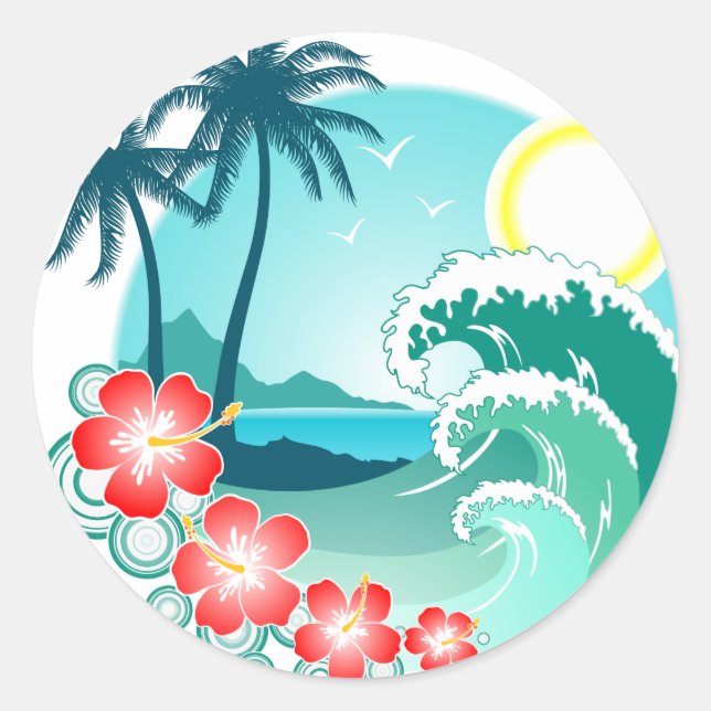 Sticker Rond Hawaiian Island 2 (Devant)