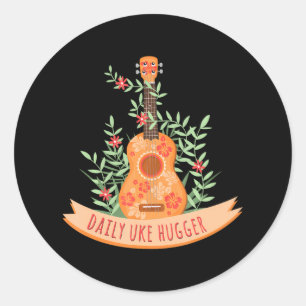 Sticker Rond Hawaiian Ukulele Daily Uke Hugger
