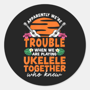 Sticker Rond Hawaiian Ukulele Uke Friends Besties Buddies