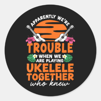Sticker Rond Hawaiian Ukulele Uke Friends Besties Buddies