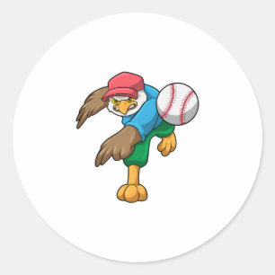 Sticker Rond Hawk au baseball avec batte de baseball