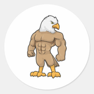 Sticker Rond Hawk en Bodybuilder avec six pack