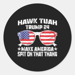 Sticker Rond Hawk Tuah Funny Viral Humour Mème Vidéo Girl 24 Tu