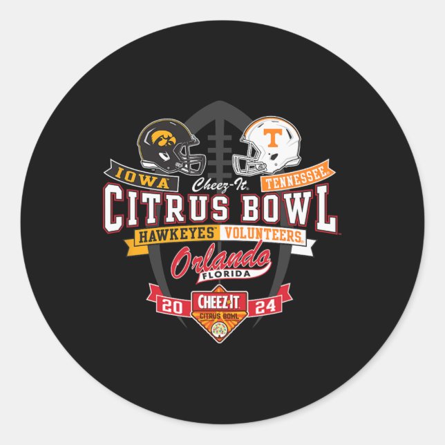 Sticker Rond Hawkeyes Vs Tennessee Volunteers Citrus Bowl 2024 (Devant)