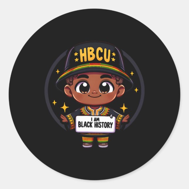 Sticker Rond Hbcu Historiquement Black College Vêtements Black  (Devant)