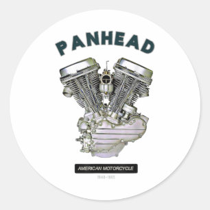 Sticker Rond HD PanHead Retro V-Twin Engine Motorcycle 48 -65 b