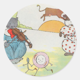 Sticker Rond Hé, dupez, dupez !  Le chat et le violon