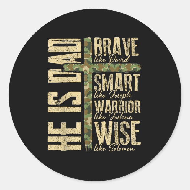 Sticker Rond He Is Dad Camo Religious Father's Day Christian Da (Devant)