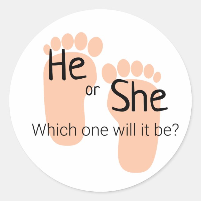 Sticker Rond He or She Gender Reveal (Devant)