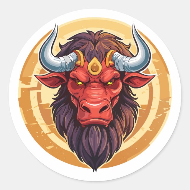 Sticker Rond Head of a minotaur from greek mythology (Devant)