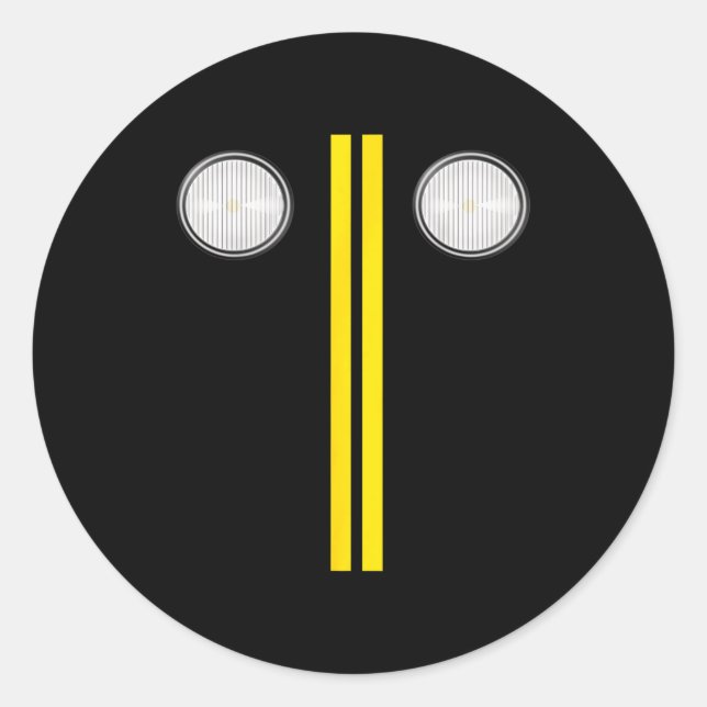 Sticker Rond Headlights With Road Markings Funny Halloween Cost (Devant)