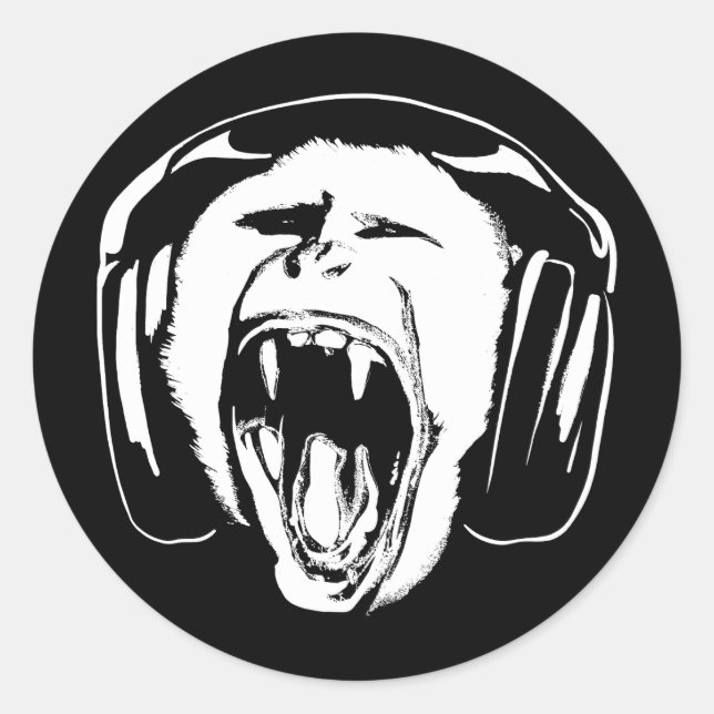Sticker Rond Headphones Musique singe (Devant)
