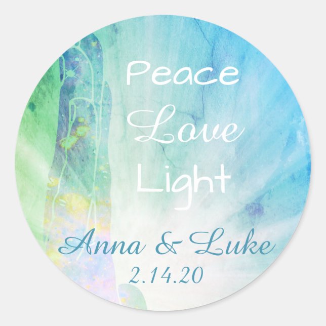 Sticker Rond *~* Healing Energy Hand - Peace Love Light (Devant)