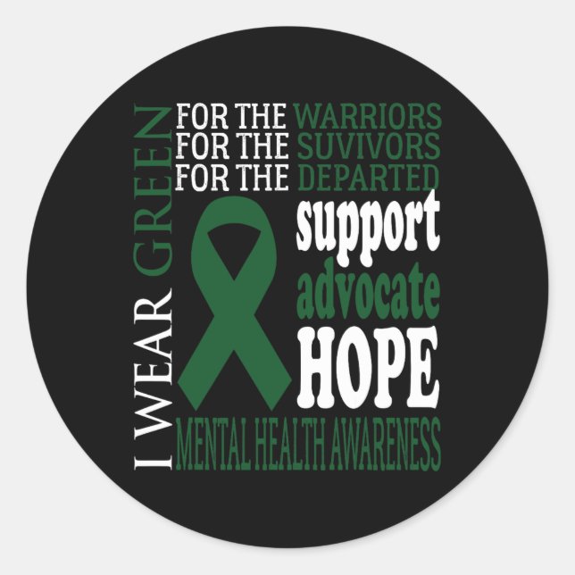 Sticker Rond Health Matters Green Ribbon Mental Health Awards (Devant)