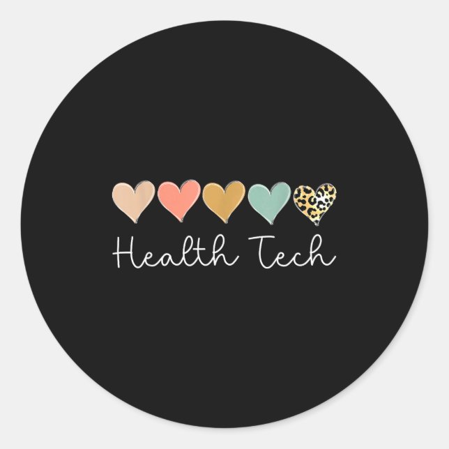 Sticker Rond Health Tech Heart, School Clinic Squad Valentine's (Devant)
