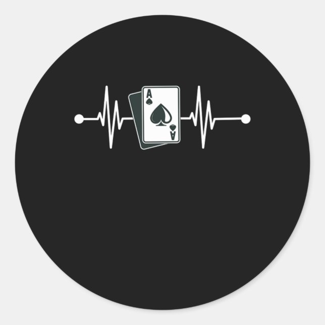 Sticker Rond Hearbeat Ace Spades Cartes Casino Joueur Poker Gam (Devant)
