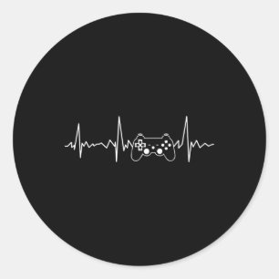 Sticker Rond Hearbeat Funny Vidéo Jeu Cadeaux Garçons Hommes Jo
