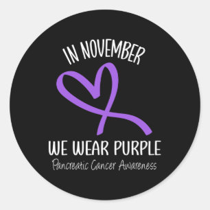 Sticker Rond Hearbeat Purple Ribbon Pancreatic Cancer Awards