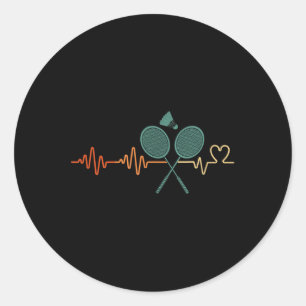 Sticker Rond Hearbeat Volant de badminton Racket Retro Player G