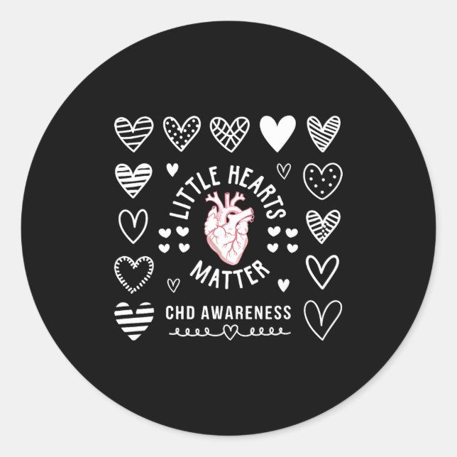 Sticker Rond Heart Anatomy Valentine Little Heart Chd Awareness (Devant)