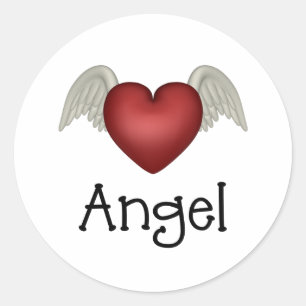 Sticker Rond Heart Angel Wings
