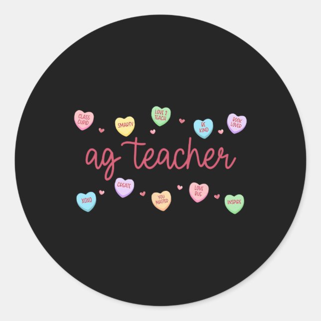 Sticker Rond Heart Candy Ag Agriculture Teacher Valentines Farm (Devant)