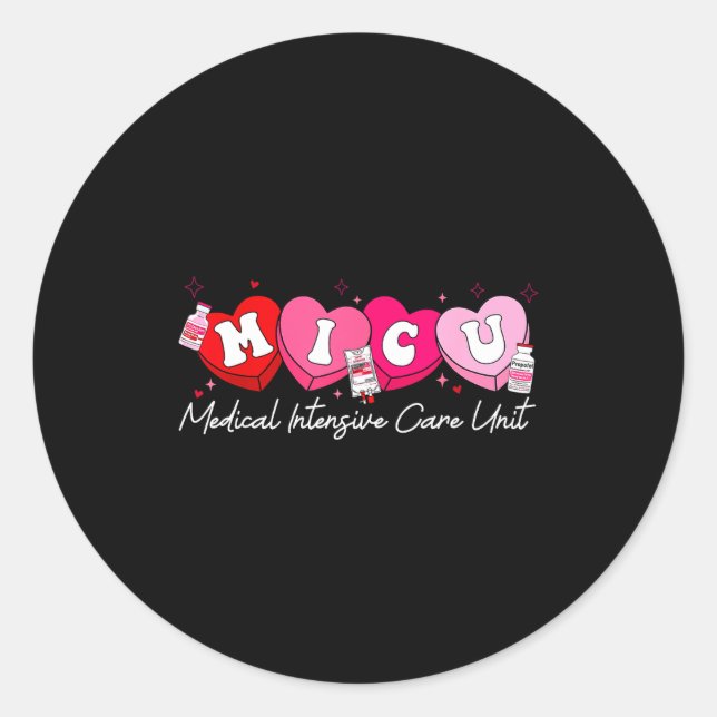 Sticker Rond Heart Candy Micu Nurse Valentine's Day Medical Cri (Devant)