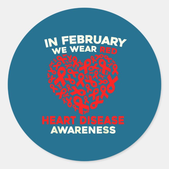Sticker Rond Heart Disease Awareness Go Red In February Health  (Devant)