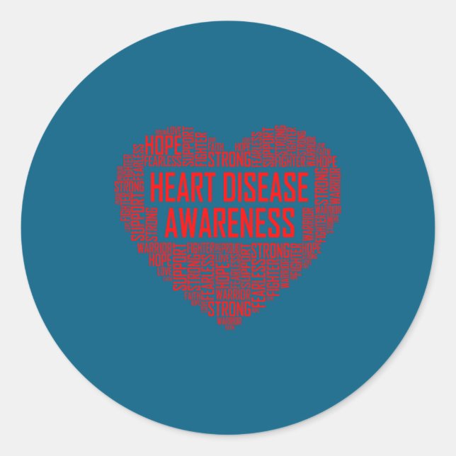 Sticker Rond Heart Disease Awareness Red Heart Gift February We (Devant)