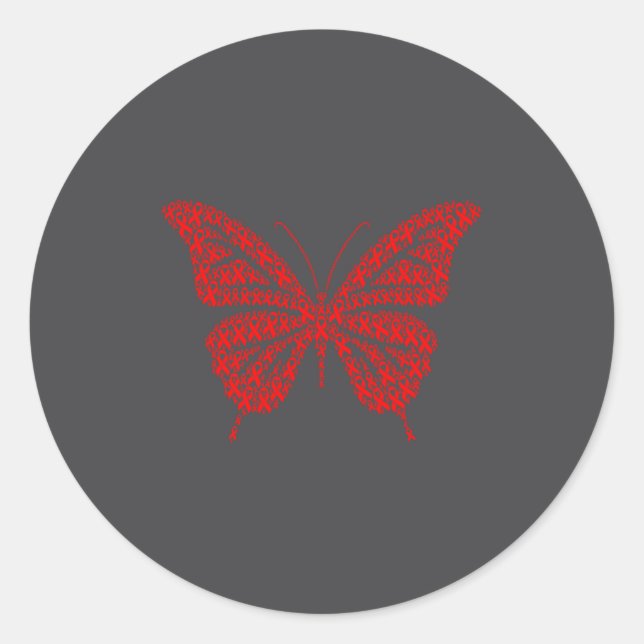 Sticker Rond Heart Disease Awareness Red Ribbon &amp; Heart Hea (Devant)