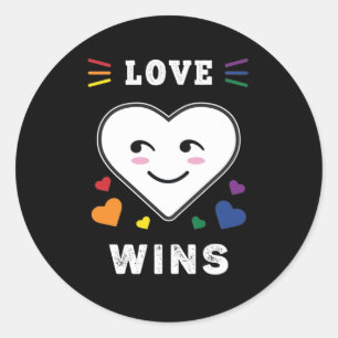 Sticker Rond Heart Face Love gagne le Gay pride LGBTQ