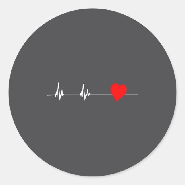 Sticker Rond Heart Health Heart Disease Awareness Heartbeat Wom (Devant)