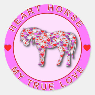 STICKER ROND HEART HORSE
