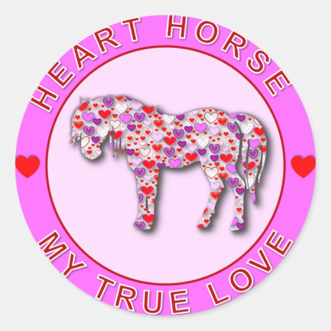 STICKER ROND HEART HORSE (Devant)