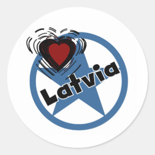 Sticker Rond Heart Lettonie