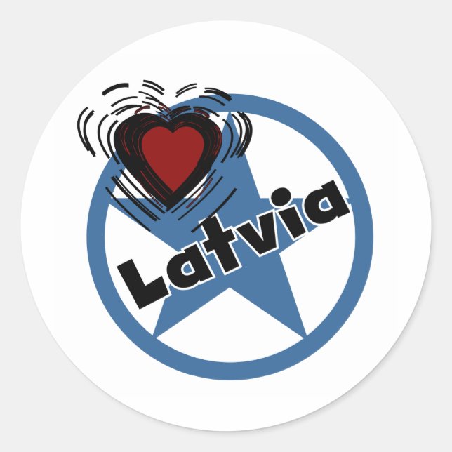 Sticker Rond Heart Lettonie (Devant)